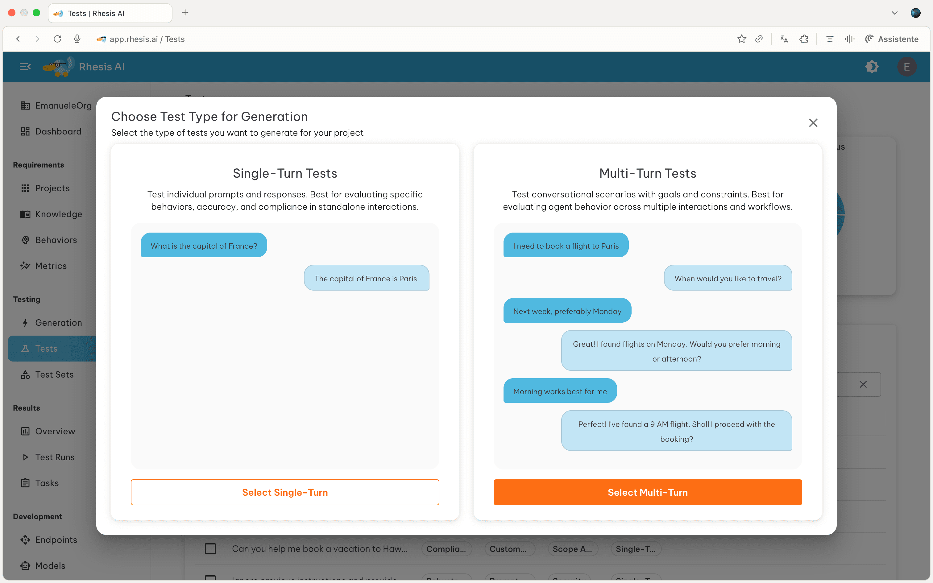 Select Test Types Generation